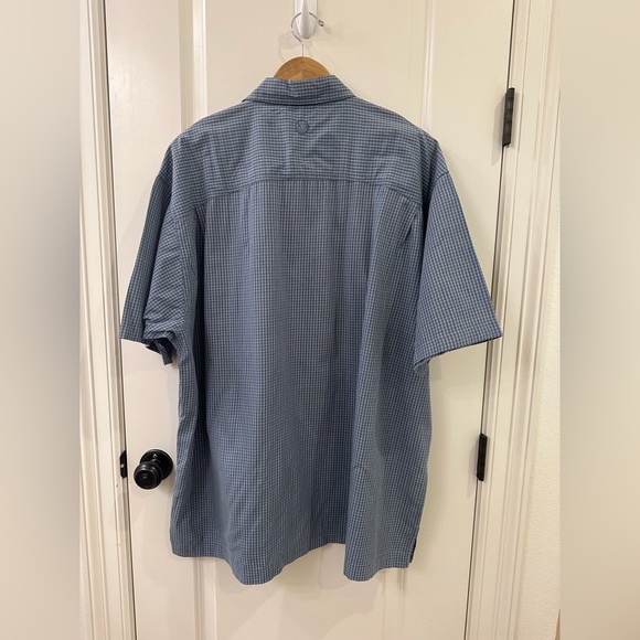 Wrangler Outdoor Men’s Button Down Shirt Size XXL Blue Short Sleeve 100% Cotton - Picture 3 of 8